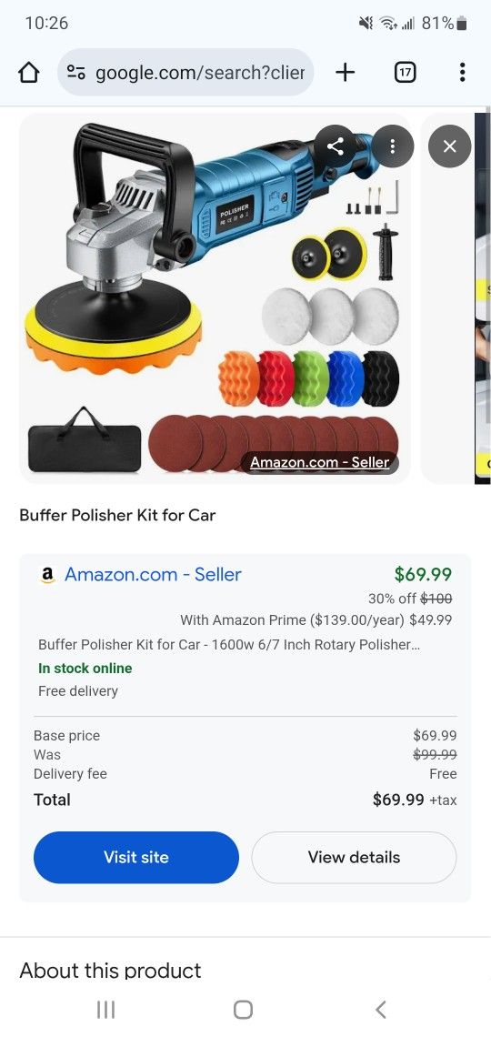 Brand New Car Buffer Polisher 1600 W Power 7 Speed Only $35