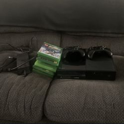 Xbox One with Two Controllers and Games
