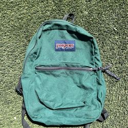Vintage Jansport Backpack 1990s Green Nylon Made in USA School Book Bag