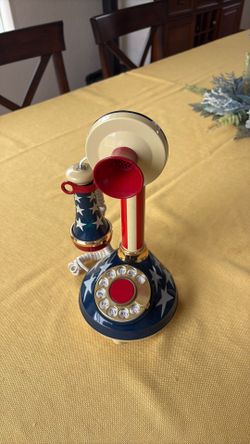 Vintage Patriotic Stars & Stripes Candlestick Telephone