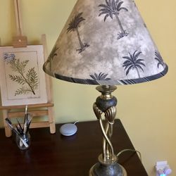 Gorgeous Brass Lamp and Palm Shade