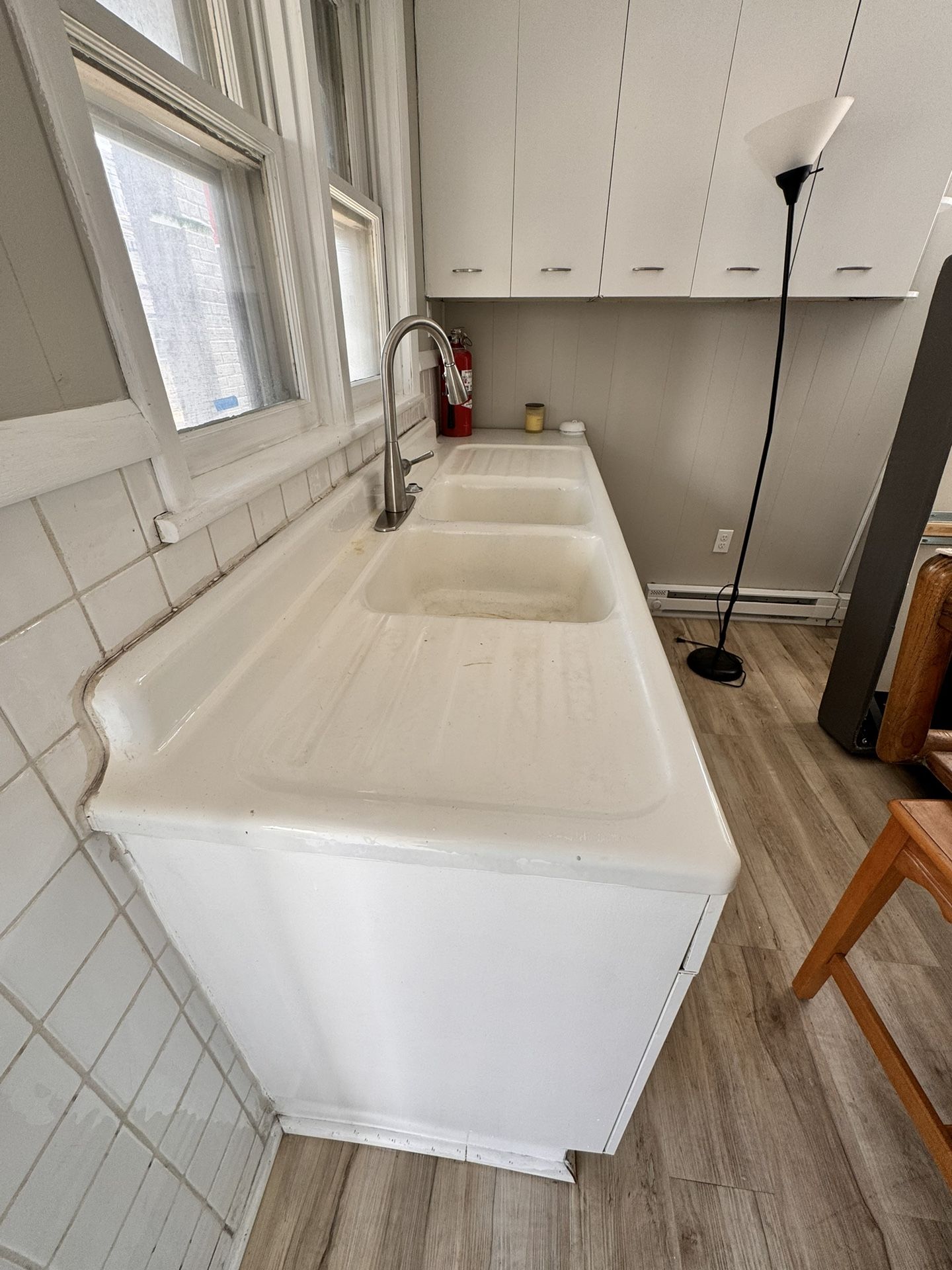 Vintage Farmhouse Double Porcelain Sink 1900