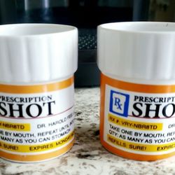 RX Prescription Ceramic Pill Bottle Funny Shot Glasses