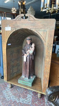 Large antique statue of St. Anthony with wood Niche