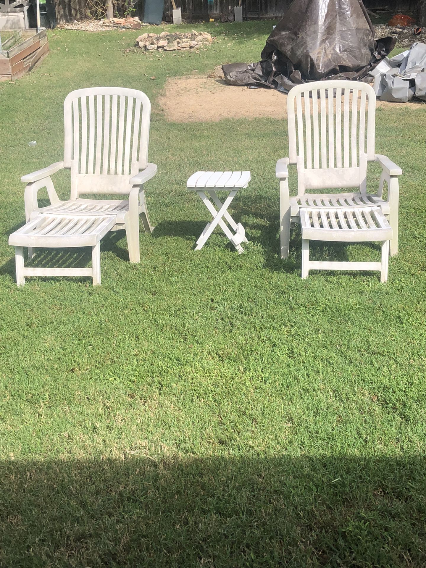 2 Lawn Chairs And Folding Table