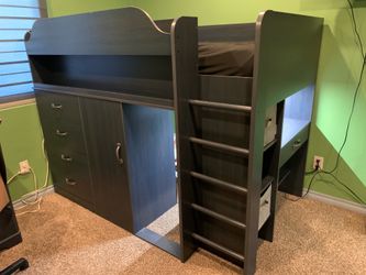 Bed and Dresser Kids—5 Drawer Loft Bed with 6 Drawer Dresser