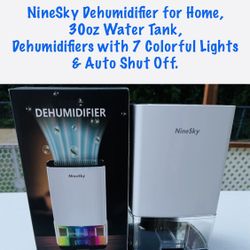 NineSky Dehumidifier for Home, Dehumidifiers with 7 Colorful Lights & Auto Shut Off.