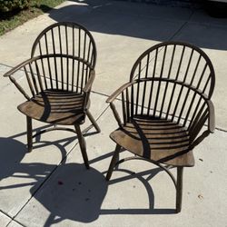 Restoration Hardware Oak Farmhouse Windsor Armchair 