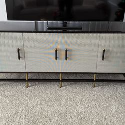 Acacia Wood Smoked Tv Stand