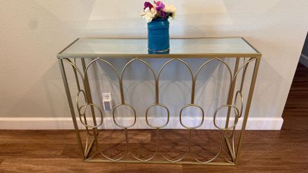Gold metal glass side table