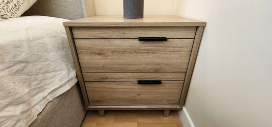 2-Drawer Rustic Oak Nightstands Set of 2