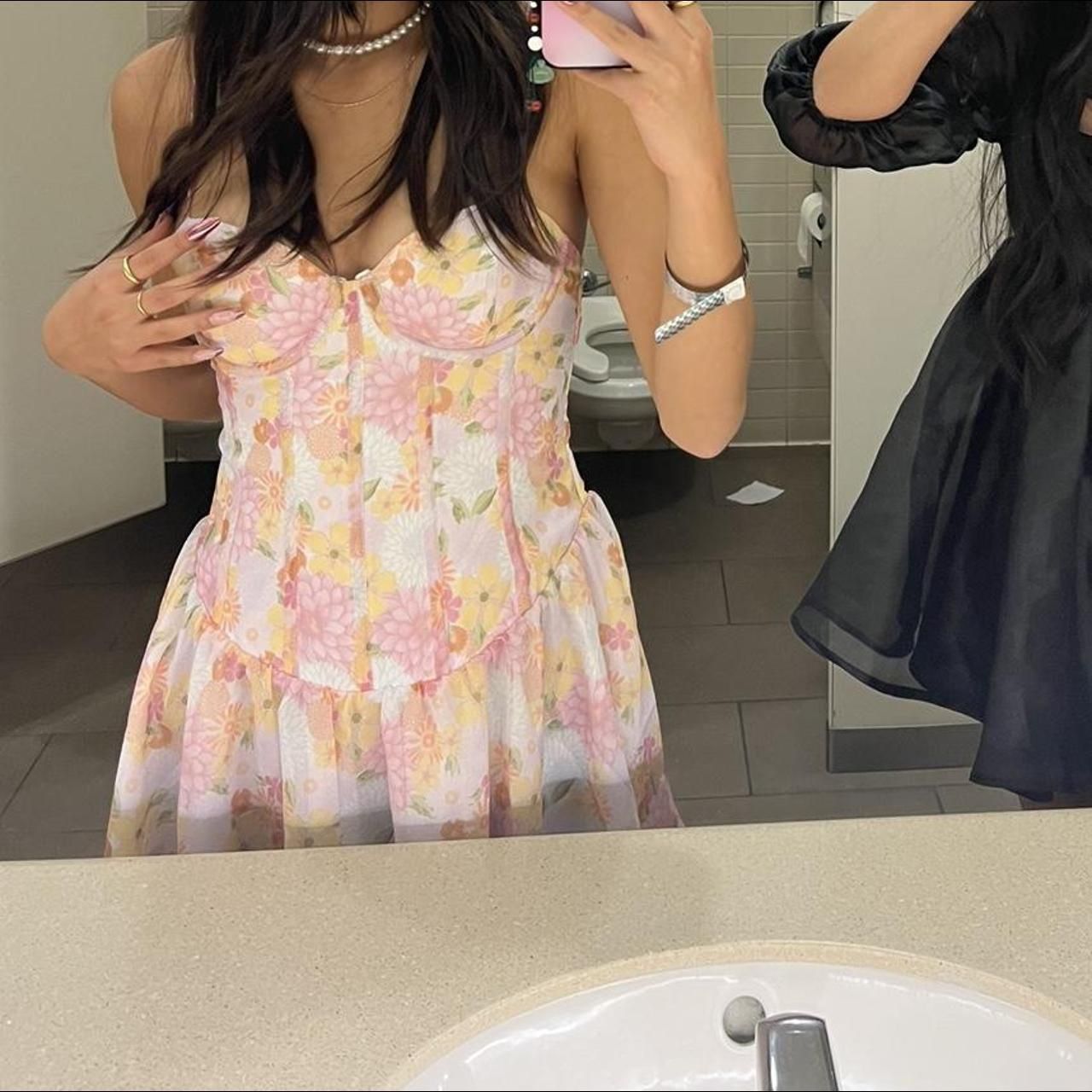 For Love & Lemons Women's Pink and Black Dress