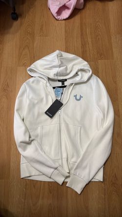 True Religion White Zip-Up Hoodie with Tags