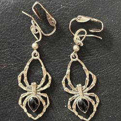Sterling Silver Spider Earrings 