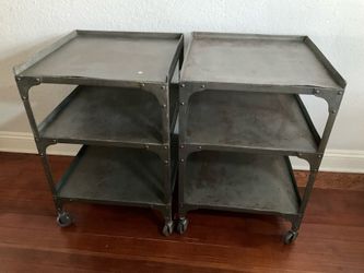 Industrial Metal Rolling Carts / Side Tables / Clothing Display