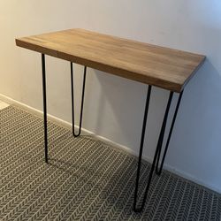 Mid-Century Modern Wood Console Table – Black Hairpin Legs (30" x 17.5")