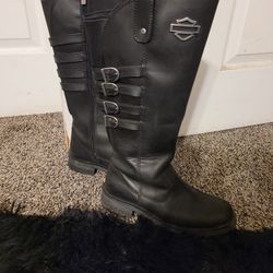 Women's Size 9M Harley Davidson 15" Josi Black Leather Boots