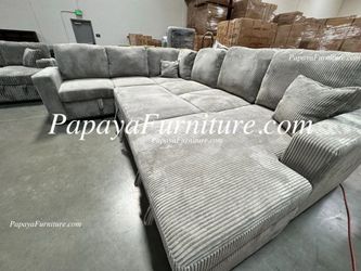 NEW LARGE U SHAPE Sectional Sofa with Storage Chaise and Pullout Sleeper Bed Under Seat Pull out sofabed  Ashley Style BIG COUCH SALE Season Discount