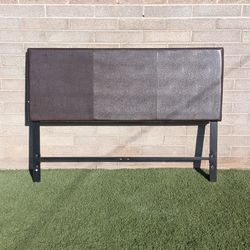 brown LEATHER HEADBOARD for a queen size bed