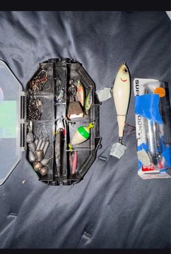 Lures and small tackle box with gear