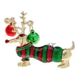 Dachshund Christmas Brooch / Pin 🐶 Doxie Wiener 