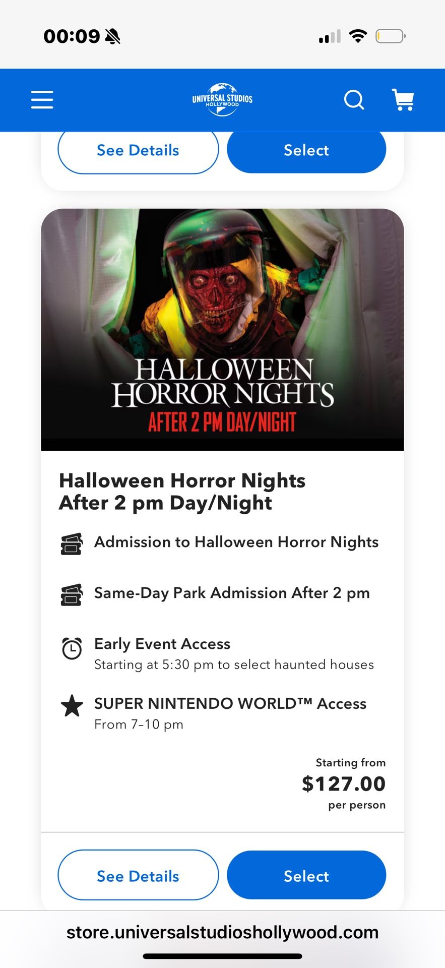 Horror Night Ticket