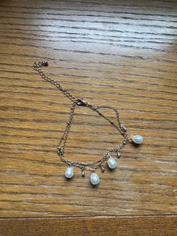 Dainty Pearl Charm anklet Gold Tone