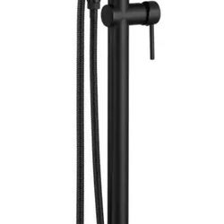 2-Handle Residentail Freestanding Bathtub Faucet with Hand Shower, Matte Black