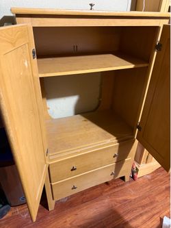 Wooden Cabinet with Shelves and Drawers