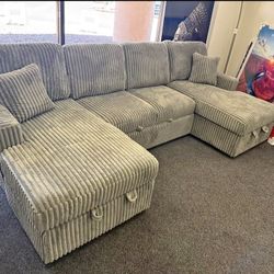 GREY CORDUROY BRAND NEW SECTIONAL SAME DAY DELIVERY 