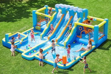 💦 For Sale: MASSIVE Triple Water Slide Bounce House with 2x Moonwalks and Pool