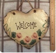 Hand Painted Slate Welcome Sign 6”x7” Valentine 