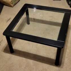Coffee Table Square Glass Top Black L30" x W30" x H16"