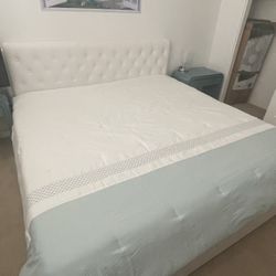 White king size Bed With Designer Night Stands