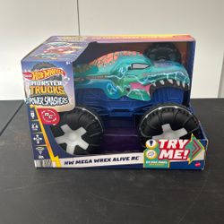 Hot Wheels Monster Trucks 1:15 Scale Mega-Wrex Alive RC Vehicle, Battery-Powered