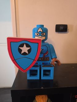 Large Captain America LEGO-Style Figure