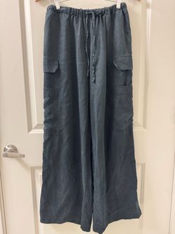 Reformation Ethan Twill Pants Size S Black Lyocell Wide Leg Side Pocket RN143248