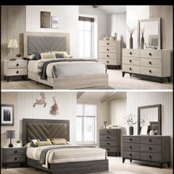 4- Pc Bedroom set Dresser,Mirror  Nightstand (1) Queen size bed frame  Not including Mattress and Box Sp