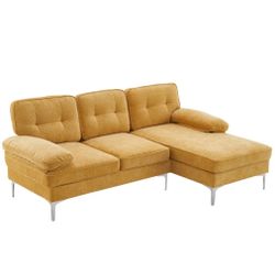 Zimtown Sectional Sofa with Chaise, 83" L Shape Sectional Sofa Couch with Tufted Back for Living Room Apartment, Office Yellow