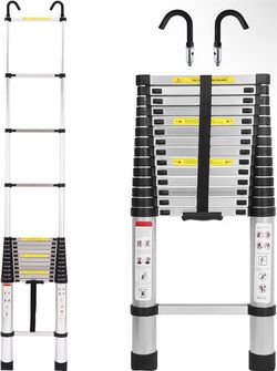 Aluminum Telescoping Ladder with Hook Attachments