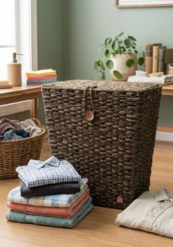 Stylish Woven Wicker Storage Hamper with Removable Liner