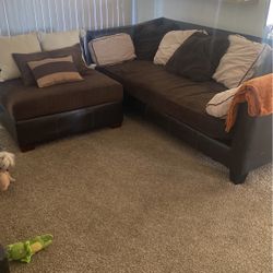 Suede and leather couch to piece