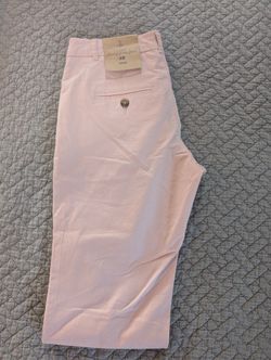 H&M Women's Pink Solid Tapered Chino Pants Flat Front Button Closure