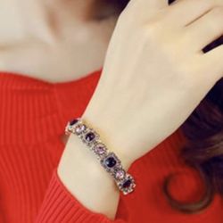 Pink & purple diamond bracelet stretch bracelet women jewelry Rhinestone Crystal Chains