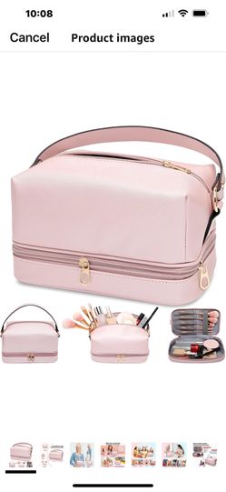 Makeup-Bag for Travel-Essentials,Toiletry-Bag-for-Women,Leather Makeup-Organizer Cosmetic-Bag for Dorm-Room-Essentials,Large Travel-Size-Toiletries Gr