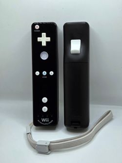 X1 CUSTOM BLACK AND WHITE  OEM Wii  MOTION PLUS INSIDE CONTROLLER WITH WRIST STRAP