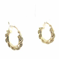 Woman’s Ladies 10k Yellow Gold Twisted Rope Chain Hoop Earrings GP3127178