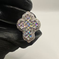 Silver Cross Bussdown Ring Size 9-10 