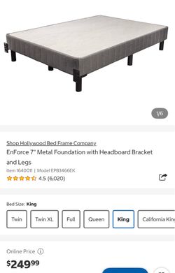 Hollywood Bed Frame EnForce 7" King Metal Foundation