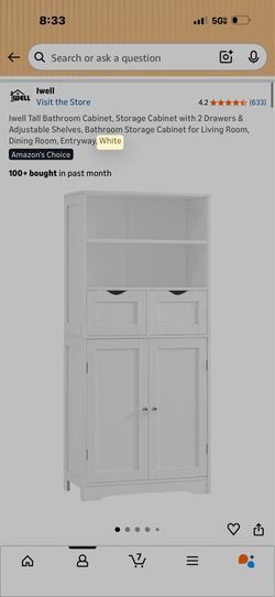 Storage Cabinet with Adjustable Shelves, Bathroom Storage Cabinet for Living Room, Dining Room